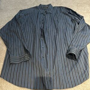 Joseph Abboud men’s dress shirt size 2xt blue navy silver stripes